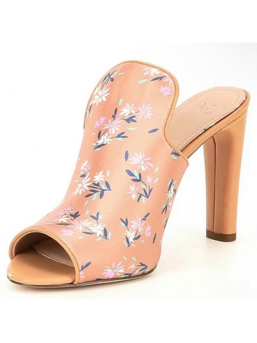 A.D. & Daughters Women’s Jaconi Blush Tan Fabric Floral Peep Toe Mule Heels 7.5